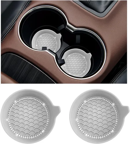 Miniatura 12 de Ziciner 4 unidades de portavasos para automóvil, portavasos de silicona antideslizante de 3.15 pulgadas, tapete para taza de automóvil con diamantes