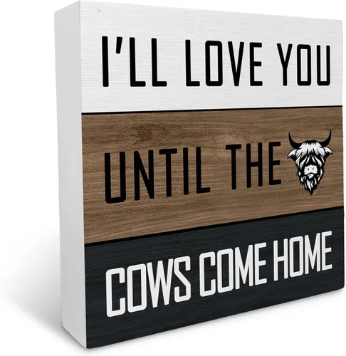 Miniatura 8 de Cartel de madera con estampado de vaca, decoración de caja de madera con texto en inglés "Farm Inspiration" con texto en inglés "Farm Inspiration