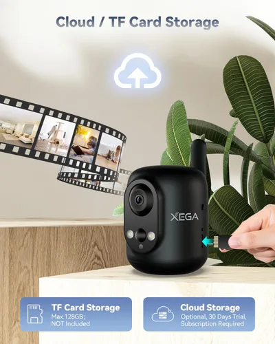 Miniatura 9 de Xega Cámara de seguridad celular 4G LTE inalámbrica para interiores, cámara 2K sin WiFi para bebé/mascota/ancianos con aplicación de teléfono, 355 °