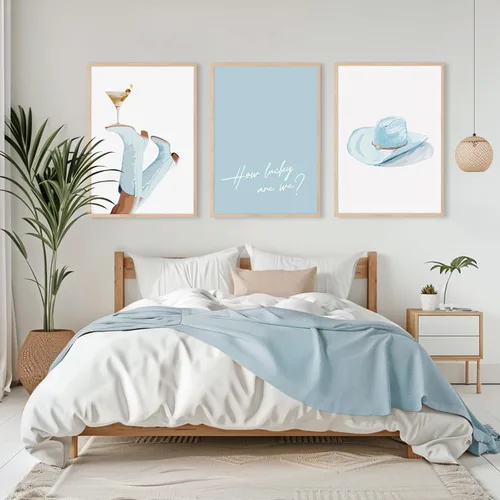 Miniatura 6 de Arte de Pared de Vaquera Occidental Lienzo de Vaquero Azul Claro Decoración de Pared Costera Póster de Botas de Vaquera Estética Preppy Cuadros