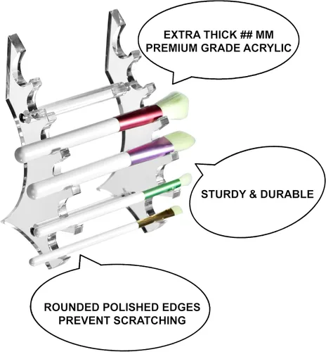 Miniatura 3 de AMT - Soporte acrílico para bolígrafo, pantalla de maquillaje transparente, grueso y resistente, soporte organizador para brochas de maquillaje