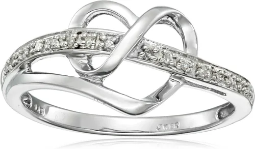 Amazon Essentials Anillo de plata de ley con forma de corazón y