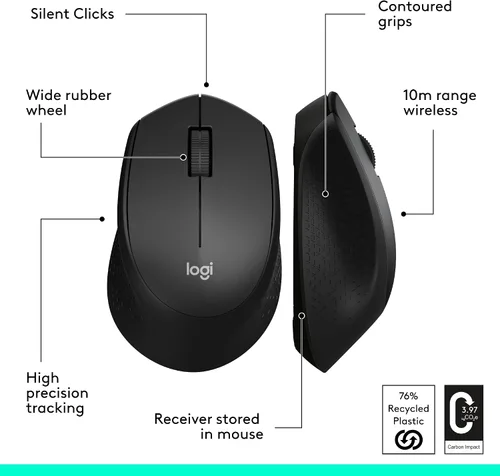 Miniatura 7 de Logitech M330 Silent Plus, mouse inalámbrico grande, color negro, Negro