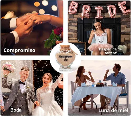 Miniatura 6 de Tarro de recuerdo de arena de luna de miel 2026, despedida de soltera, boda, compromiso, luna de miel, viajes para parejas, recién casados