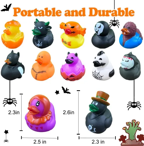 Miniatura 2 de 30 patos de goma de Halloween, juguetes de baño surtidos (2 pulgadas) para niños, bolsas de truco o trato, patos de goma para Jeep Ducking, bolsas