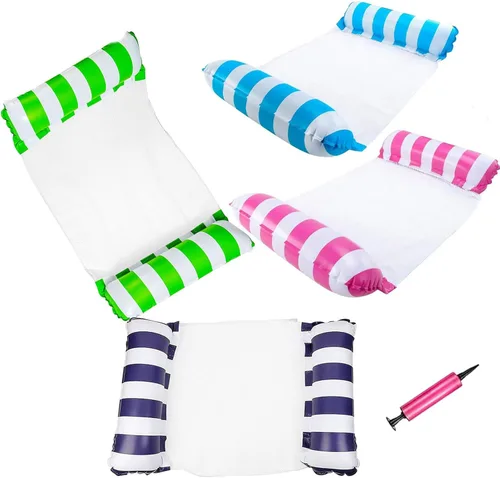 Paquete de 4 flotadores inflables para Piscina, hamaca de agua 4 en 1, flotadores de Piscina Adulto tamaño para Piscina, Fiesta, Verano, lago,
