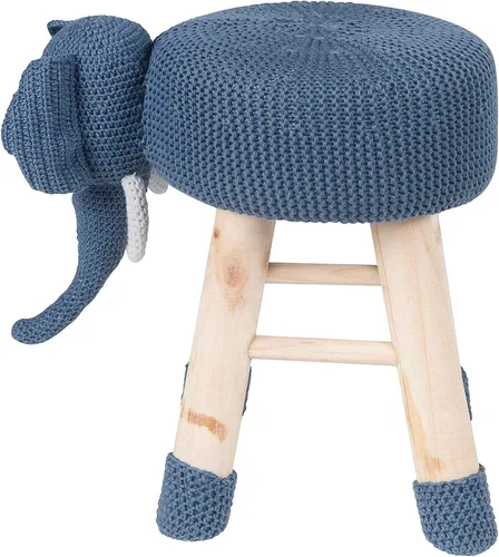 Miniatura 5 de AC Pacific Woodland - Taburete de elefante para niños, silla otomana de madera con temática de animales con tela de felpa suave, patas de madera