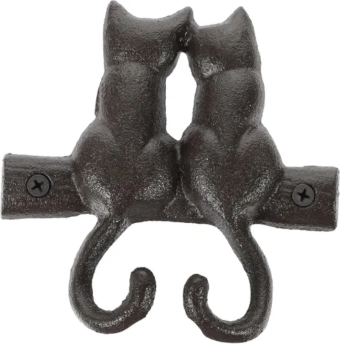 Miniatura 7 de Housoutil Gancho de sombrero y abrigo en forma de gato de estilo retro de hierro para el hogar montado en la pared colgante decorativo