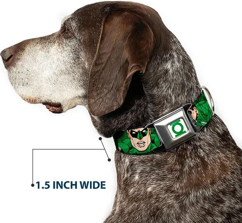Miniatura 7 de Buckle-Down Collar de perro con hebilla de cinturón de seguridad, verde linterna verde brillante con texto, 1 pulgada de ancho, se adapta a cuello