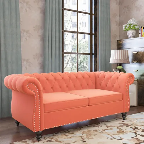 Miniatura 34 de QHITTY Sofá de Acento, Sofá Biplaza Chesterfield Moderno de Terciopelo, Sofá Tapizado con Respaldo Capitoné para Muebles de Sala de Estar (Gris)