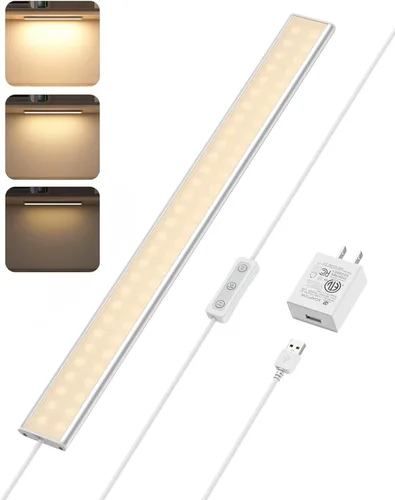 Miniatura 14 de ASOKO Iluminación LED para debajo del gabinete, barra de tira de luz de 12 pulgadas, luz blanca fría 6000 K regulable con enchufe USB, pequeña