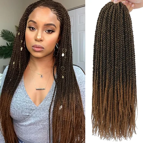 Miniatura 19 de Trenzas de Ganchillo Senegalesas Twist Cabello de Ganchillo 7 Paquetes Pre Enrollado Micro Trenzas Senegalesas Twist Cabello Trenzado Trenzas