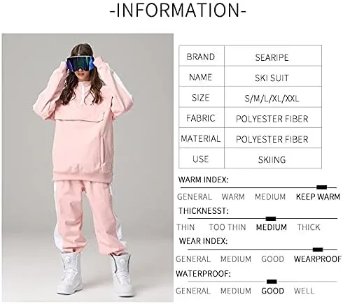 Miniatura 4 de SEARIPE Women Ski Jacket and Pants Set Couples Windproof Ski Suits Mens Waterproof Two Piece Snowsuits for Winter Sports