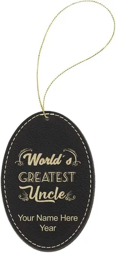 Miniatura 2 de LaserGram Adorno de Navidad personalizado, el tío más grande del mundo, piel sintética, idea de regalo personalizada grabada con láser