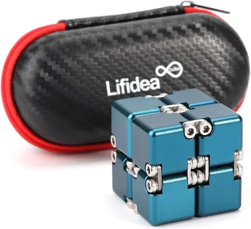 Miniatura 11 de Lifidea Cubo infinito de metal de aleación de aluminio (6 colores) juguete de escritorio de mano con estuche genial, cubo mágico infinito, alivia