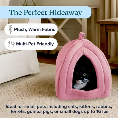 Miniatura 2 de Cat House - Indoor Cat Bed with Removable Foam Cushion - Pet Tent for Kittens, Rabbits, Guinea Pigs, and Other Small Animals by PETMAKER Rosa