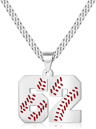 Miniatura 102 de Btysun Collares de béisbol de béisbol número 0-99 dijes de acero inoxidable para hombres, regalos de béisbol, papá, marido, regalo de Navidad