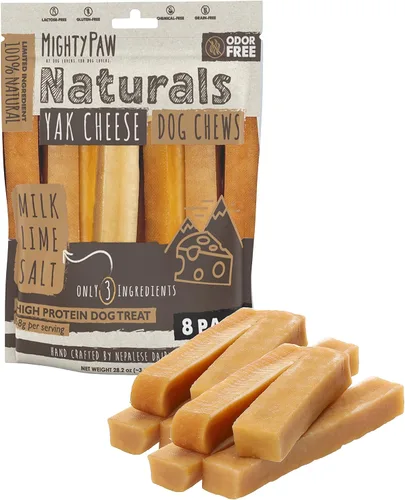 Miniatura 16 de Mighty Paw Golosinas masticables de queso Yak para perros Golosinas para mascotas 100% naturales de larga duración. Sin olor y excelentes