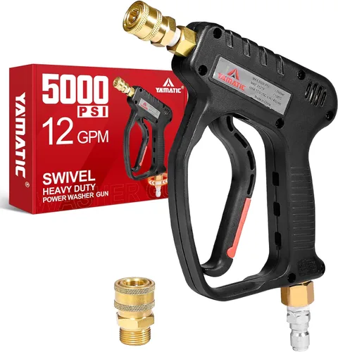 Miniatura 11 de YAMATIC Pistola de lavado a presión de 5000 PSI - Enchufe giratorio de 3/8" y acoplador M22-14mm, mango de gatillo de varilla de extensión