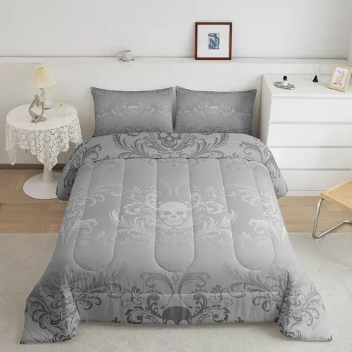 Miniatura 29 de Erosebridal - Juego de ropa de cama damascada negra para adultos, conjunto de edredón victoriano antiguo estilo barroco, tamaño queen, edredón Multi