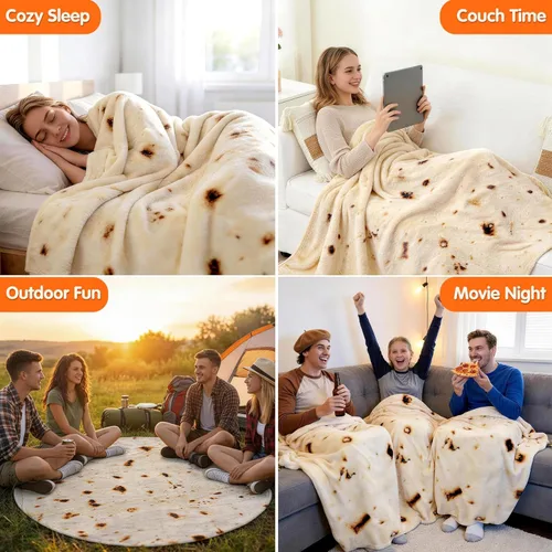Miniatura 3 de CASOFU Manta Tipo Throw de Sherpa de Burritos de Tortilla de Harina Gigante, Manta de Taco de Sherpa Novedosa Suave y Cálida para Tu Familia. Sherpa