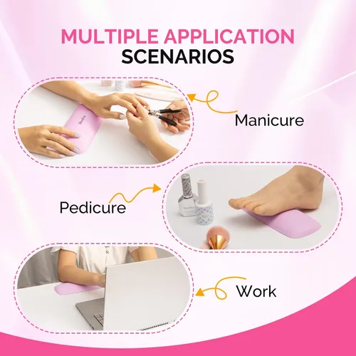 Miniatura 5 de MelodySusie Reposabrazos para uñas, cojín de cuero sintético suave, reposamanos portátil para arte de uñas de gel acrílico, fácil de limpiar