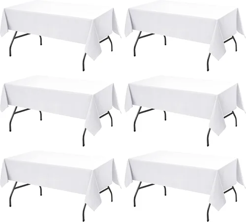 Miniatura 49 de Paquete de 6 manteles negros para mesas cuadradas, 54 x 54 pulgadas, tela de poliéster resistente a las manchas para mesas de 2 pies, manteles