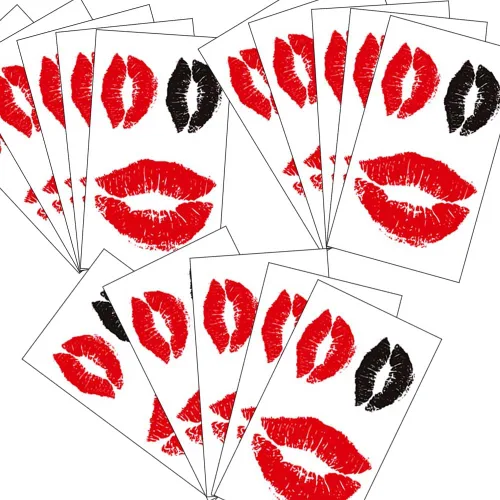 Tatuaje temporal de labios de San Valentín, calcomanías de tatuaje con estampado de labios, rojo y negro, impermeables, tatuajes falsos para adultos