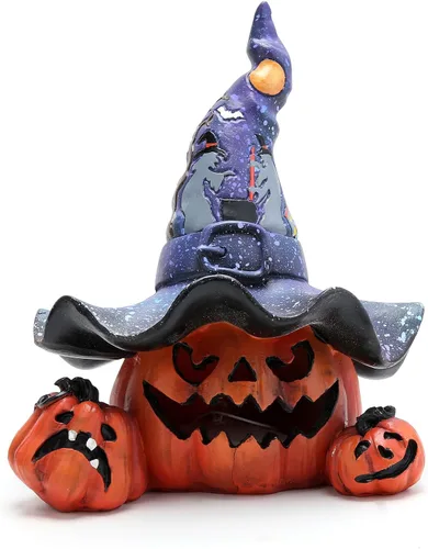 Miniatura 3 de Hodao Decoraciones de calabaza de Halloween con luz, sombrero de bruja hecho a mano, adornos de calabaza para decoración de Halloween, decoración
