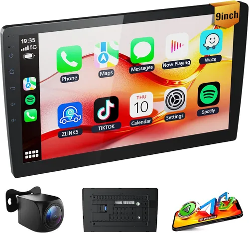 Haudio - Estéreo de auto doble DIN de 9 pulgadas con Apple CarPlay inalámbrico y Android Auto, Android 13 Radio para automóvil de 2 GB+64 GB,