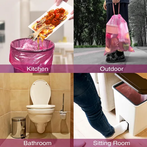 Miniatura 6 de JOYEUX Bolsas de basura pequeñas de 2.6 galones para baño, mini bolsas de basura con cordón grueso para el hogar, oficina, cocina, 60
