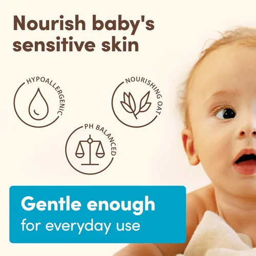 Miniatura 5 de Aveeno Baby Daily Moisture - Jabón corporal suave y champú con extracto de avena, lavado de baño y champú para el cabello 2 en 1, sin desgarros ni