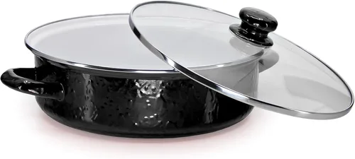 Miniatura 2 de Golden Rabbit Esmalte - Patrón negro sólido - Sartén para saltear de 3 cuartos Negro sólido texturizado