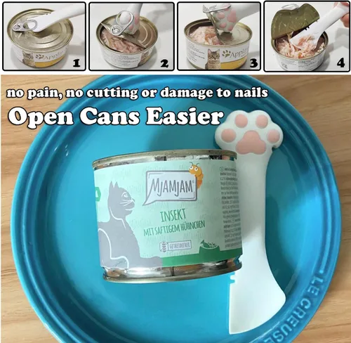 Miniatura 3 de Joyinjojo Paquete de 2 cucharas y espátulas para comida de perro y gato, lindas cucharas mezcladoras y abridores de lata para mascotas para comida