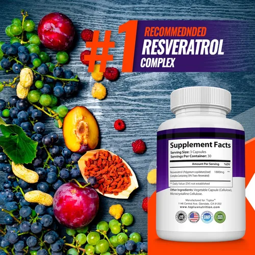 Miniatura 5 de Suplemento de resveratrol 1800 mg Complejo antioxidante - Píldoras naturales altamente potentes de trans-resveratrol para el envejecimiento