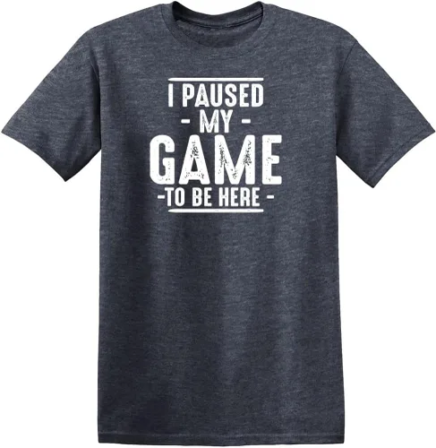 Miniatura 19 de Camiseta divertida con texto en inglés "I Paused My Game to Be Here" para hombre