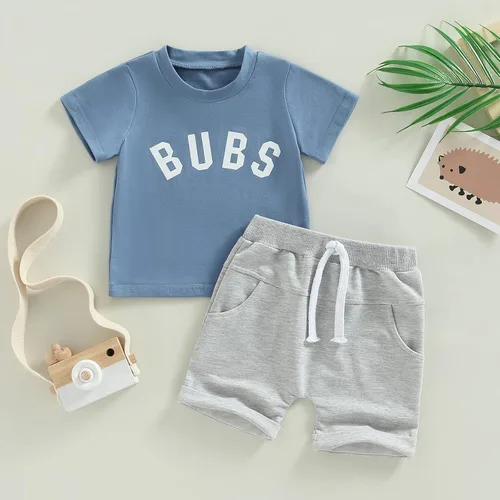 Miniatura 72 de Conjunto de ropa casual de manga corta con botones y pantalones cortos de lino para bebés y niños pequeños