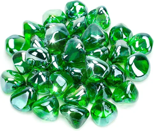 Miniatura 11 de Stanbroil Diamantes de cristal de fuego de 10 libras, vidrio de fuego de 1/2 pulgada para chimenea, hoguera y paisajismo, brillo de hielo de cristal