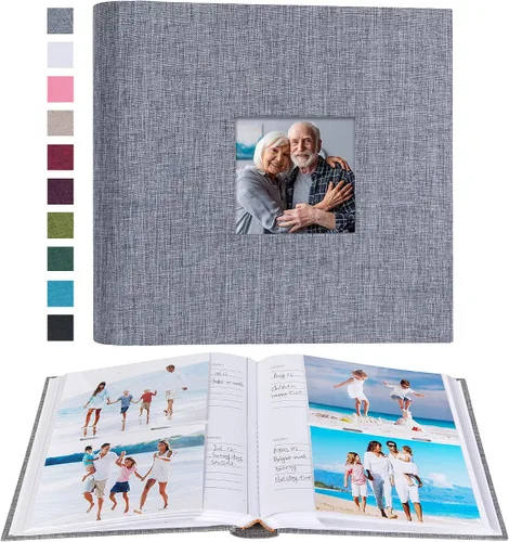 Miniatura 44 de Mublalbum Álbum de fotos de 4 x 6 pulgadas, 300 fotos, cubierta de lino con áreas de notas, libro de fotos para boda, familia, bebé y vacaciones