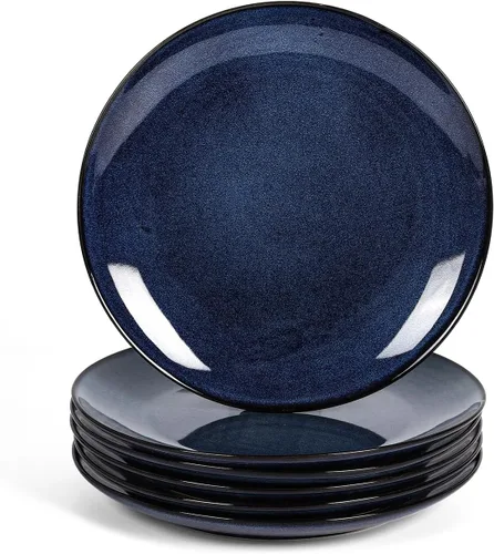 Miniatura 19 de vicrays Juego de Platos de Cena de Cerámica, 10.5 Pulgadas, Juego de 6, Redondos, Apto para Microondas, Horno, Lavavajillas, Porcelana Acanalada