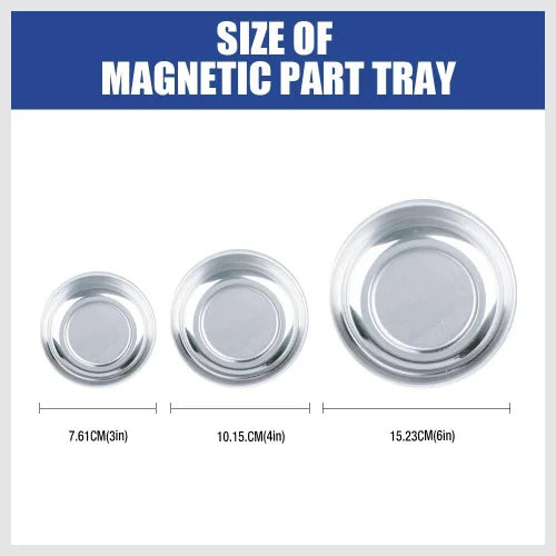 Miniatura 3 de HORUSDY Bandeja magnética 3 piezas Bandeja magnética redonda para piezas Bandeja magnética de 3 pulgadas, 4 pulgadas y 6 pulgadas