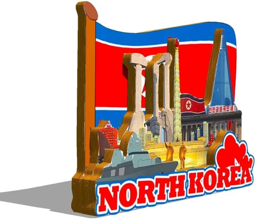Miniatura 2 de Imán de Corea del Norte de Corea del Norte para nevera Monumentos de madera 3D Monumentos coleccionables de viaje Decoración hecha a mano -632