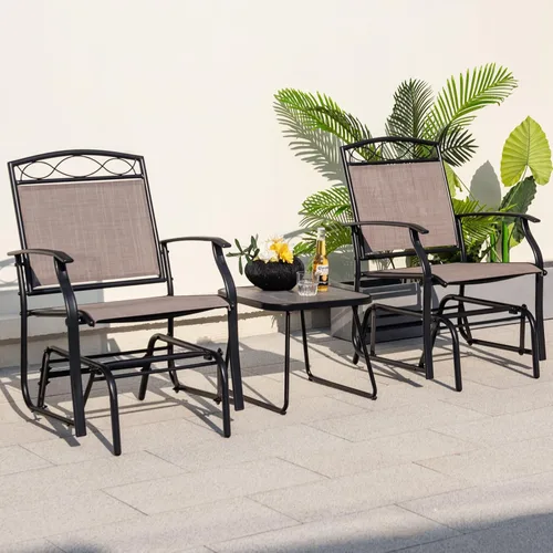 Miniatura 6 de Giantex Juego de 4 sillas deslizantes para patio, mecedoras deslizantes con tela resistente a la intemperie, marco de metal resistente, capacidad