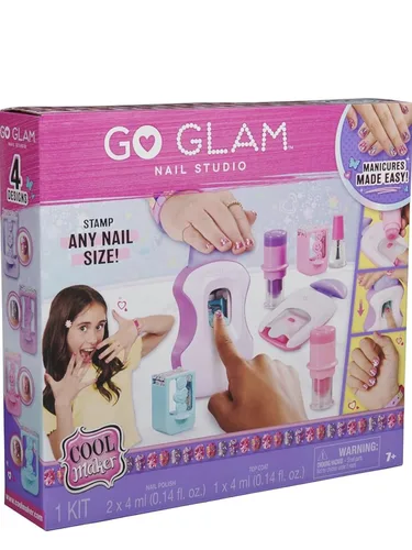 Go Glam U-Nique - Juego de salón de uñas, kit de arte de uñas para niños con 120 iconos, juego de sellos y esmalte, a partir de 8 años (máquina de