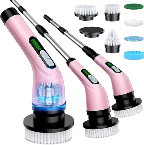 Miniatura 11 de Highyes Limpiador eléctrico giratorio, potente cepillo de limpieza de 2 velocidades, IPX7 impermeable con 7 cabezales de cepillo reutilizables