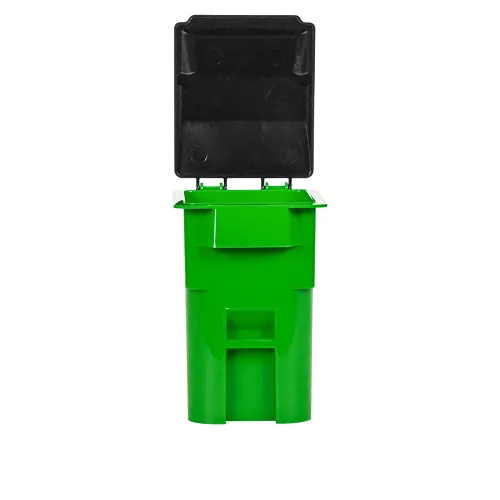 Miniatura 5 de Bote de basura verde en miniatura con tapa y ruedas para figuras de acción de lucha libre