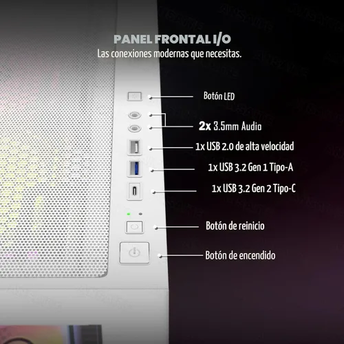 Miniatura 7 de ATX - Carcasa para PC con 7 ventiladores PWM ARGB preinstalados, carcasa de computadora de torre media con vidrio templado dual de visión completa
