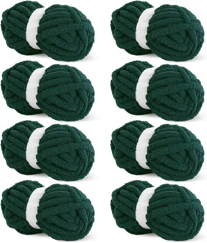 Miniatura 49 de HOMBYS Hilo de Chenille Grueso Carbón para Crochet, Hilo Grueso Espeso y Esponjoso para Tejer, Hilo Súper Grueso para Tejer Mantas a Mano, Hilo