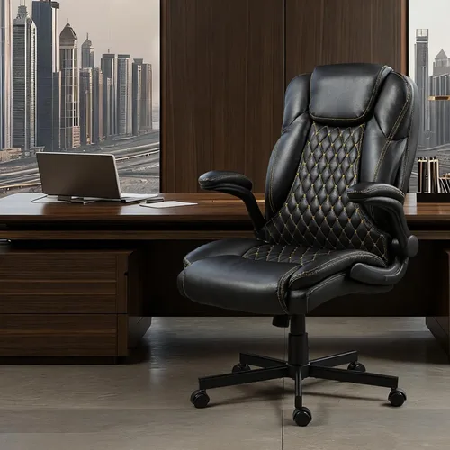 Miniatura 8 de Silla de oficina grande y alta resistente con brazos abatibles, silla ejecutiva ergonómica de escritorio para el hogar de 450 libras con asiento