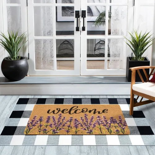 Miniatura 6 de Carvapet Felpudo artificial de fibra de coco de 17 x 30 pulgadas con parte trasera antideslizante para interiores y exteriores, 17 x 30 pulgadas